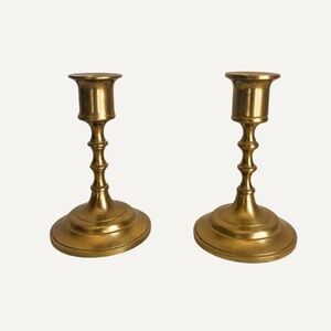 Antique Brass Short Candle Holders